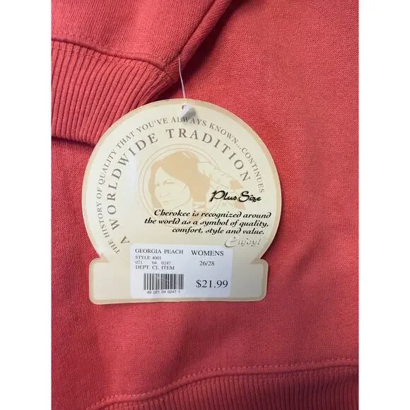 VTG  NEW Cherokee Sweatshirt 90s Y2K Coral Embroidered Oversized Pullover Mom 3x - Picture 4 of 7